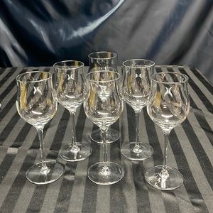 Tiffany & Co Set of 6 Crystal Stem Cordial / Wine  5oz Glasses, made in Slovenia
